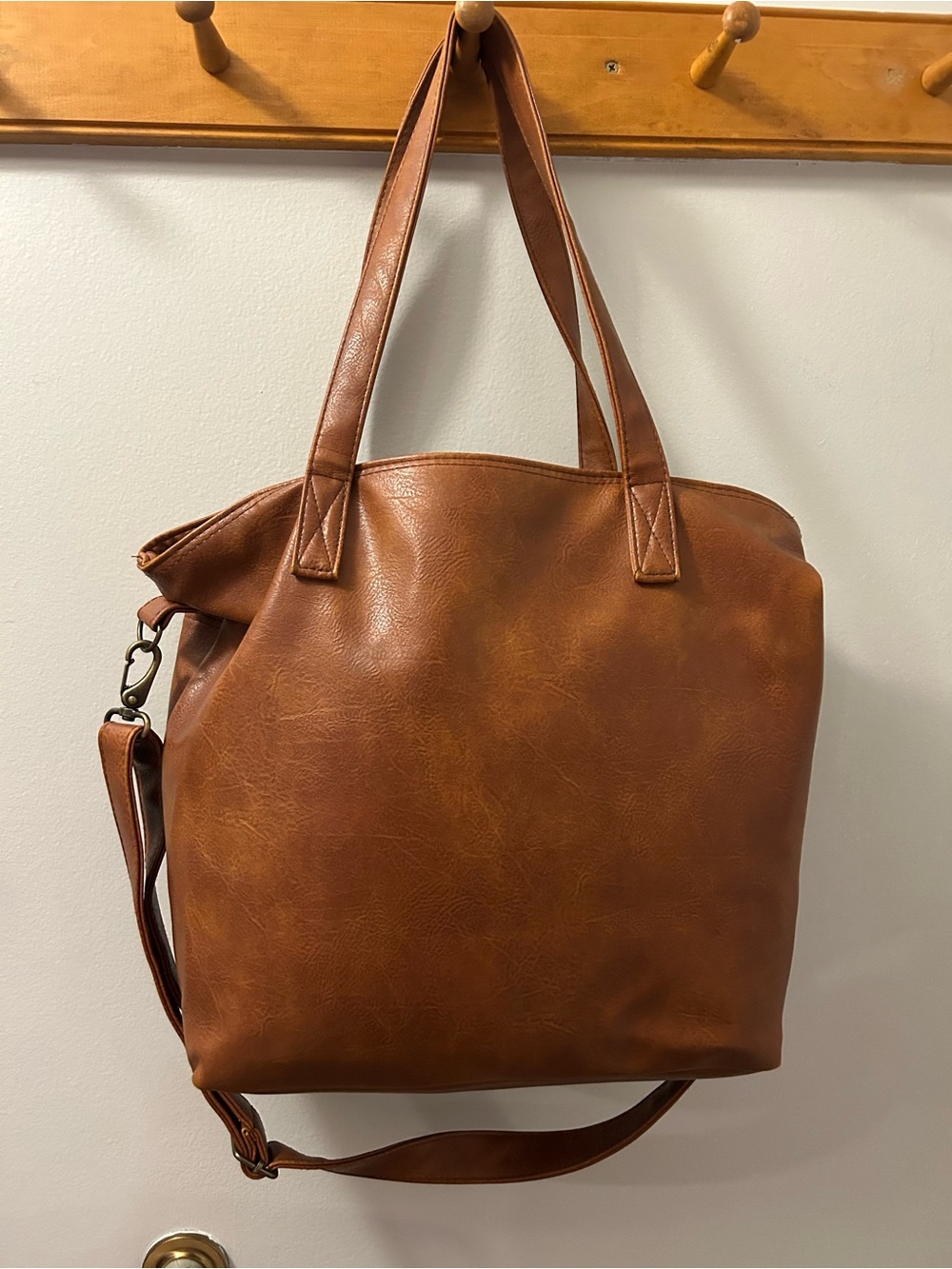 Everyday Convertible Tote in Cognac Brown - Picture 2 of 3